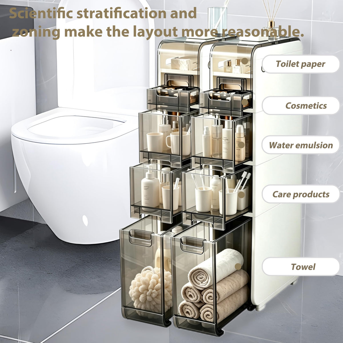 White 3-Tier Narrow Bathroom Storage Cabinet K335