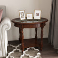 Wood Oval End Table with Glass Top Z9061