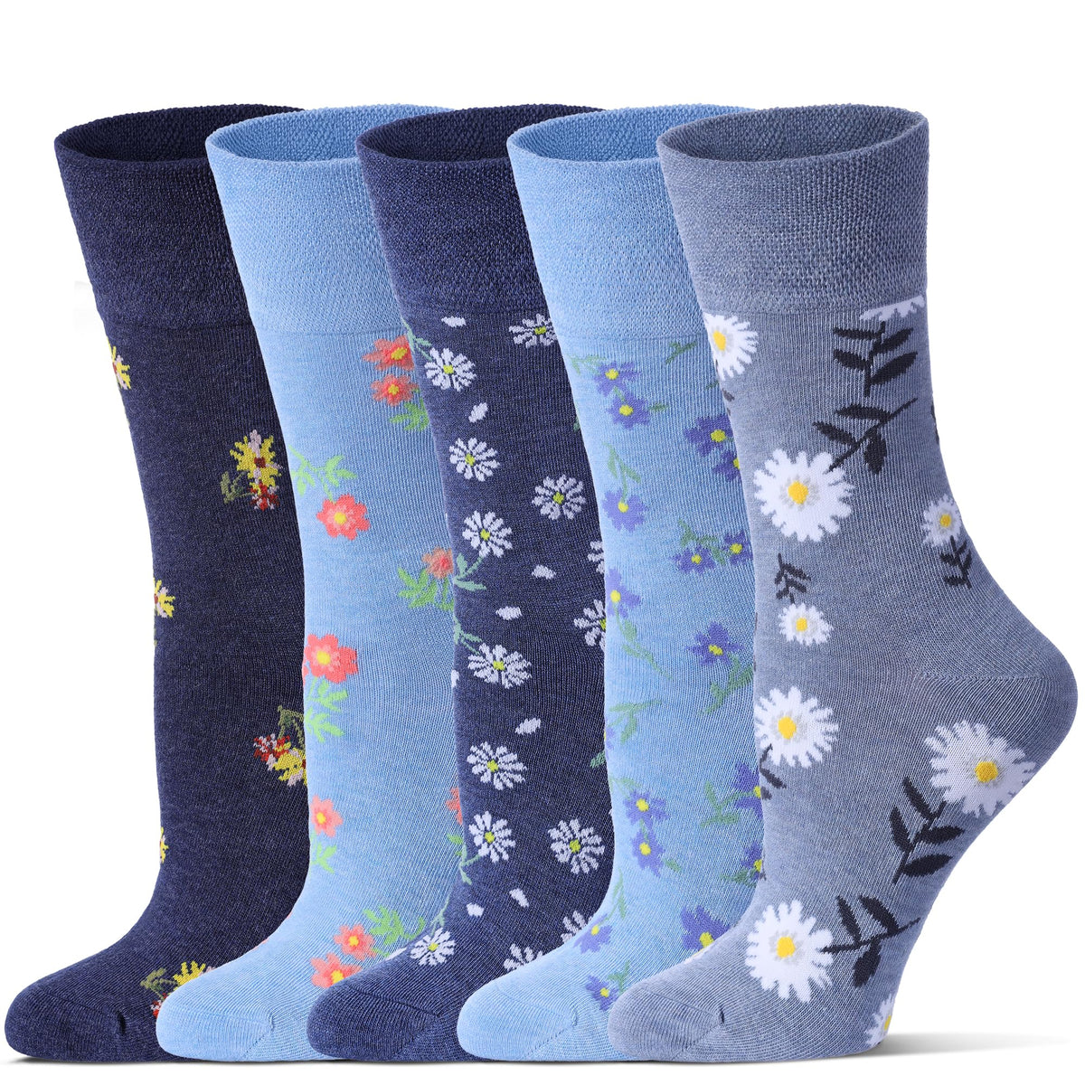 Bamboo Viscose Non Binding Crew Socks, 5 Pairs C73045