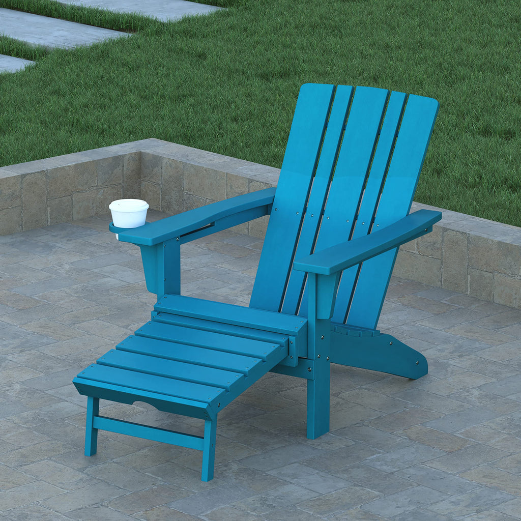 Blue Adirondack Lounge Chair with Ottoman J401174