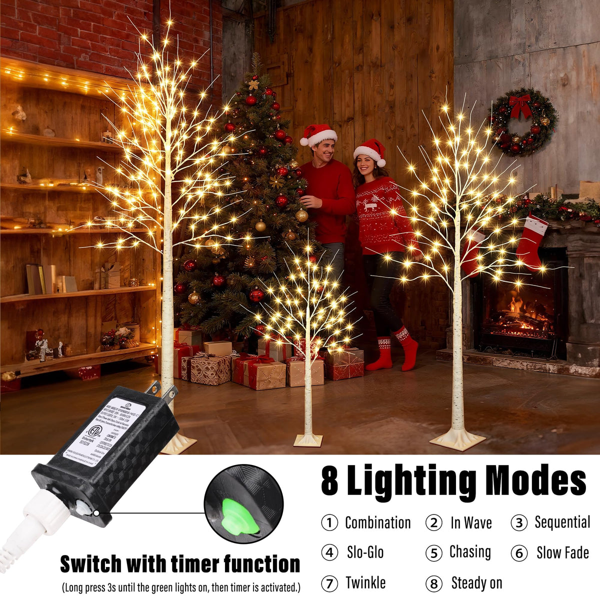8FT 132LED Prelit Artificial Christmas Tree U3688