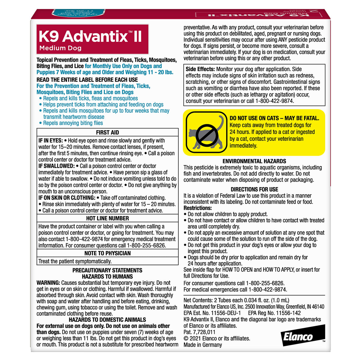 Flea & Tick Topical for Medium Dogs 11–20 lbs., 2ct S489755